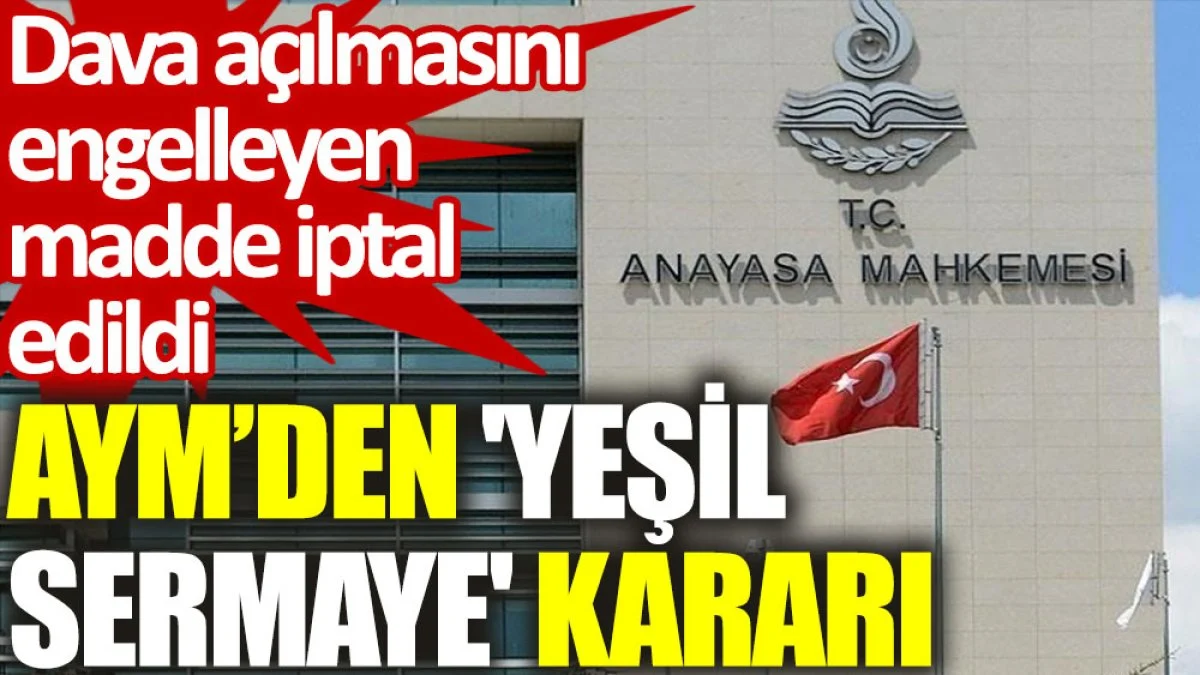 AYM'den 'yeşil sermaye' kararı: Dava açılmasını engelleyen madde iptal edildi